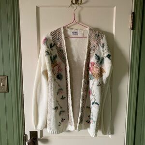 Floral Knit Button-Down Cardigan